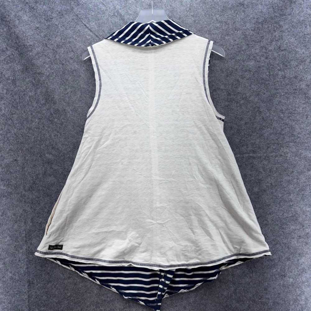 Matilda Jane Womens Full Moon Reversible Vest Size L Cream Navy Stripe Nautical - Picture 5 of 10